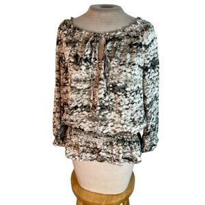 Spense Off Shoulder Top Shirt Blouse Gray Cream M Medium